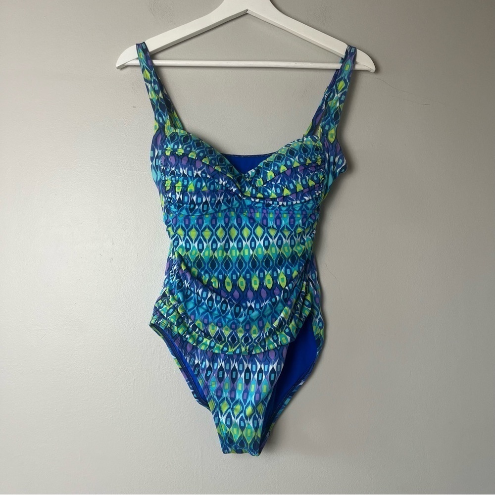 La Blanca Green and‎ Blue One Piece Swimsuit 6